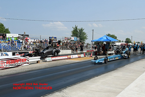 Joseph Gallegos - 'Nitro Clown' (near lane) vs 
Chase Copeland (far lane)